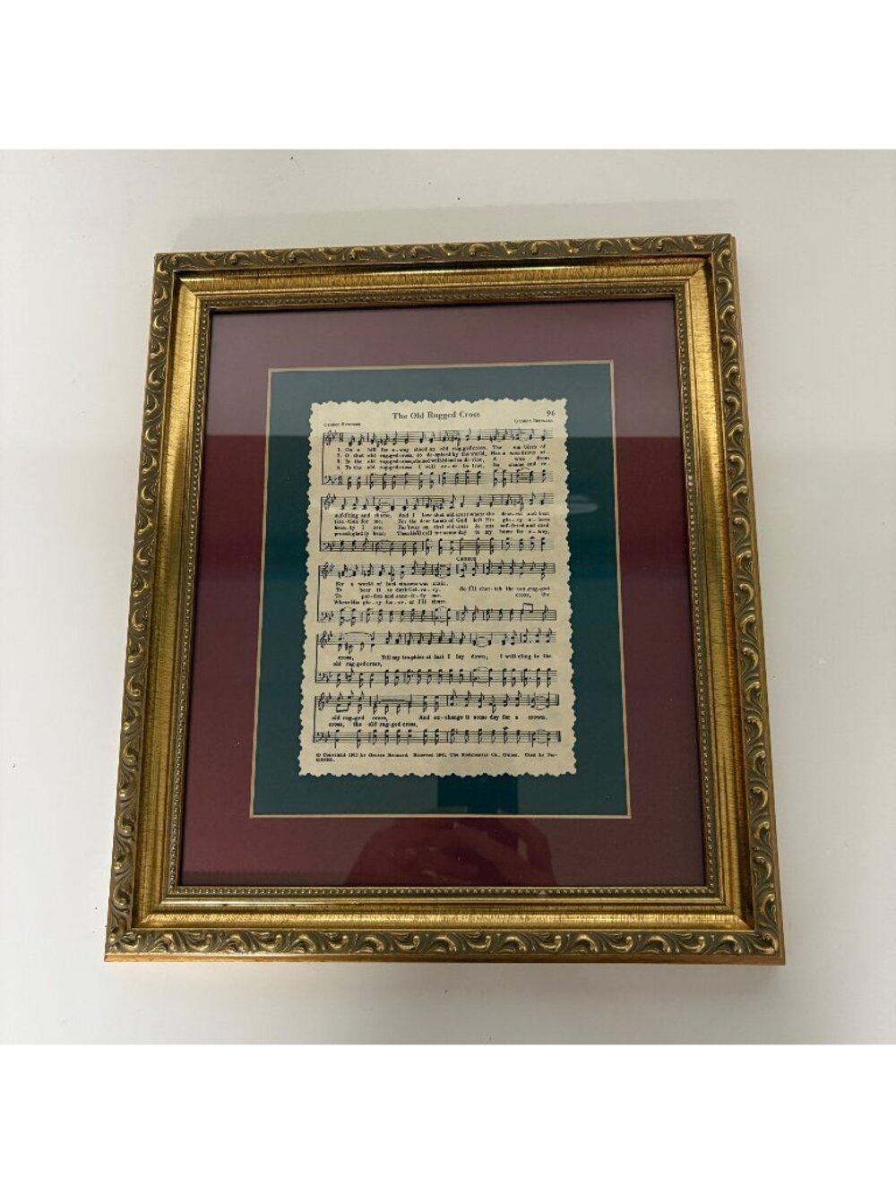 Home & Garden Party The Old Rugged Cross Framed Sheet Music Wall Art Gold Frame